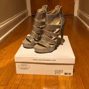 2013 STEVE MADDEN Spycee-R CHAMP MLT Rhinestone Gem Heeled sandal shoe [womens]